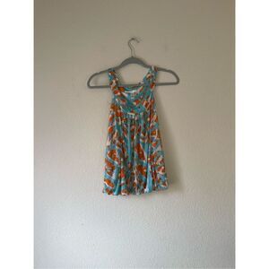 Diane von‎ Furstenberg Women Orange tropical print Sleeveless 100% Silk Top